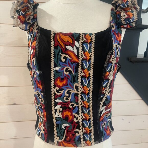 Anthropologie Eva Franco Embroidered Corset Top  Florence Size Medium - Picture 5 of 11